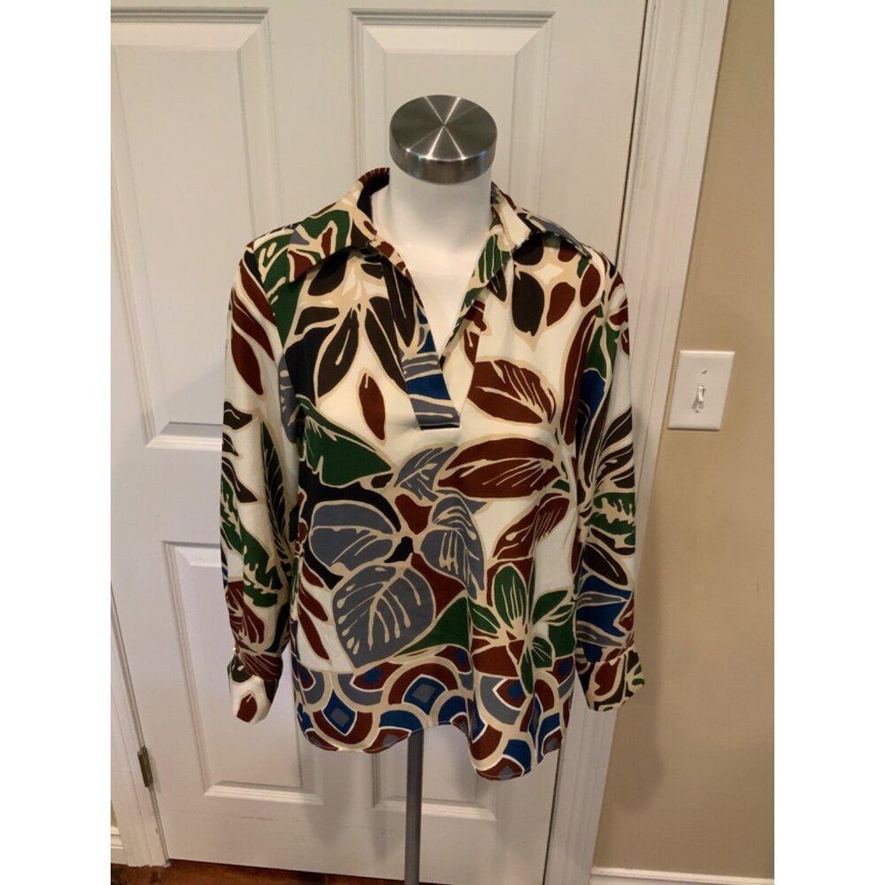 Zara Multicolor Geometric Print Collared Top $47, Size Small, NWT!